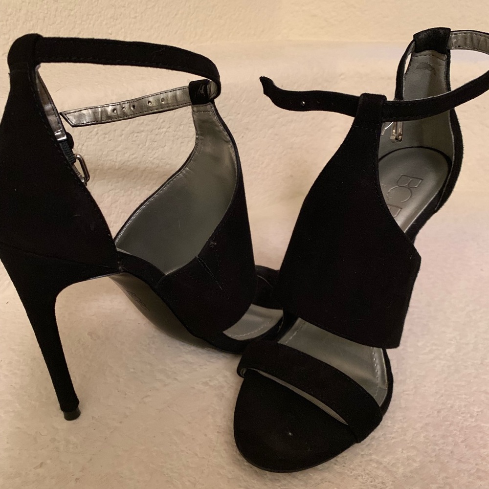 BCBG black suede heels